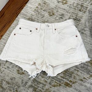 Levi’s Premium 501 Cream Colored Denim Shorts